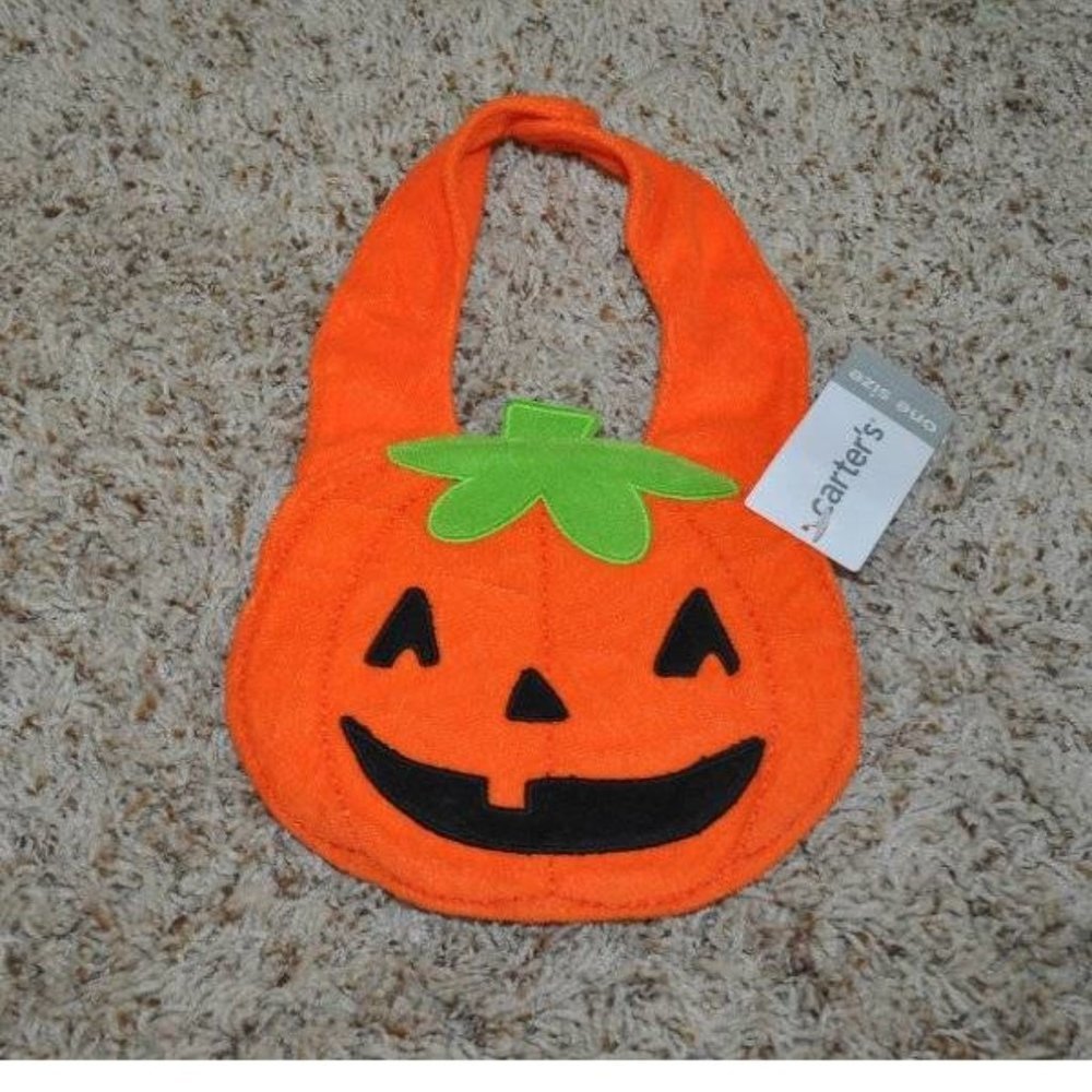 Baby Carters Halloween Bib Pumpkin Orange